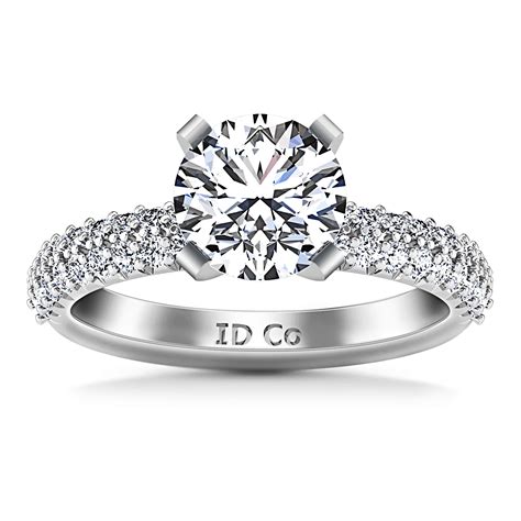 Round Diamond Pave Engagement Ring Gardenia 14K White Gold – FrostNYC