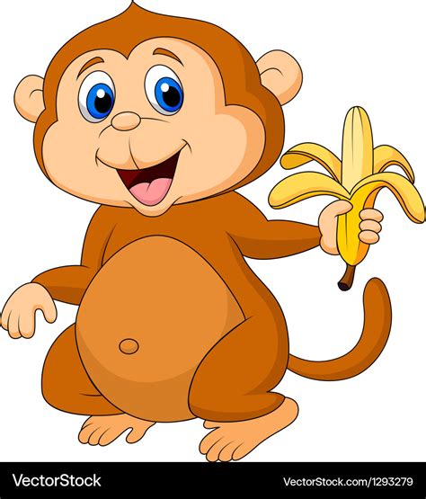 Cute monkey cartoon eating banana Royalty Free Vector Image