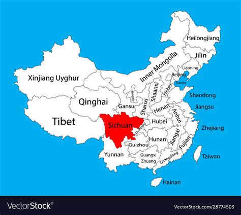 Sichuan province map china map Royalty Free Vector Image