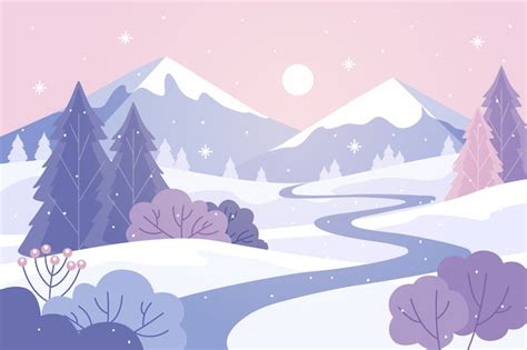 Free Vector | Flat winter landscape