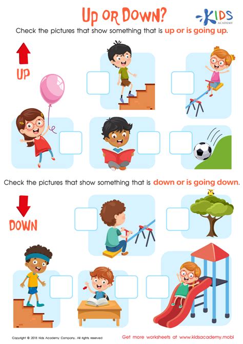 Up or Down Worksheet: Free Printable PDF for Kids