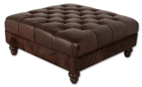 Brown Leather Tufted Ottoman - Odditieszone