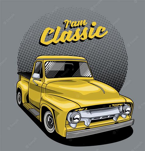 Premium Vector | Classic yellow truck