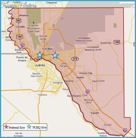 El Paso Map - TravelsFinders.Com