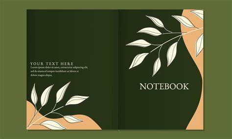 set of green color book cover designs with abstract leaf elements ...