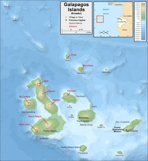 Galapagos Islands Map and Satellite Image