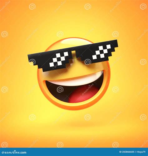 `Deal with it` Emoji Isolated on Yellow Background, Emoticon with ...