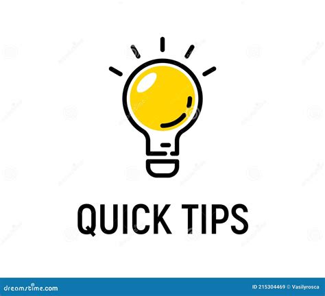 Quick Tip Hint Vector Icon Bulb. Fact Tip Idea Line Icon Logo Guide ...