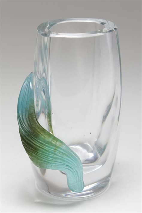 Daum France Modernist Crystal & Pate de Verre Vase