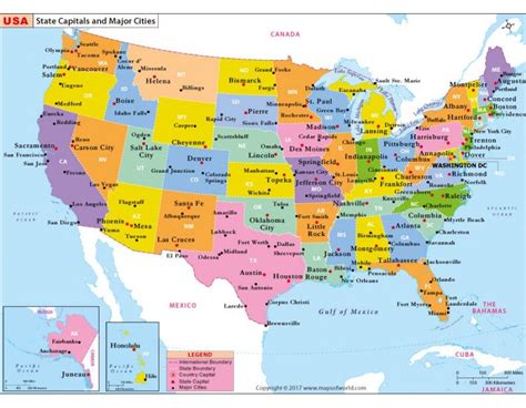 US Map | Us map with cities, United states map, States and capitals