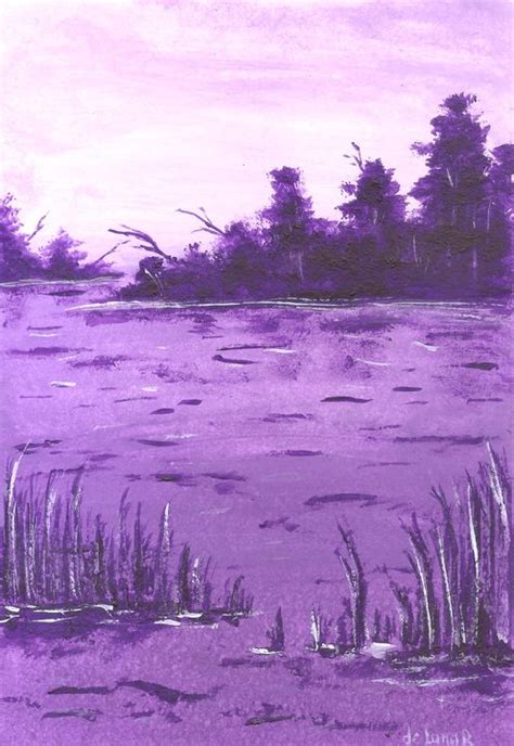 Violet lake shore - Veronika de Lunar - Paintings & Prints, Landscapes ...