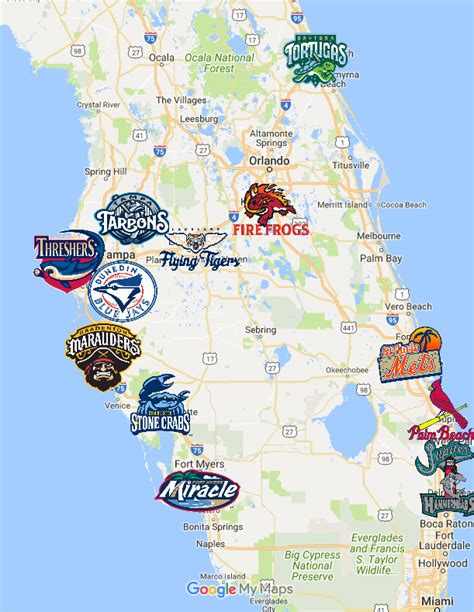 2018 Florida State League Map Minor League Baseball, Baseball Teams ...