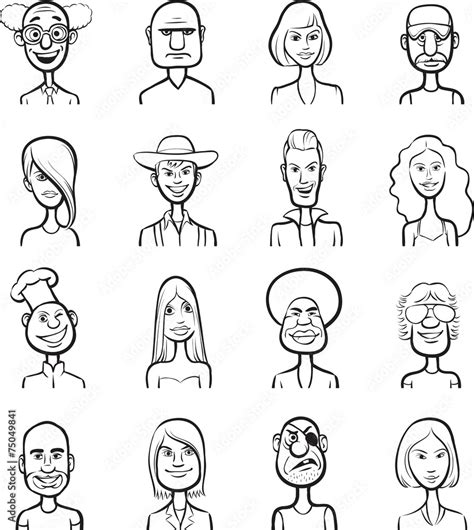 whiteboard drawing - funny cartoon faces vector collection Stock Vector ...