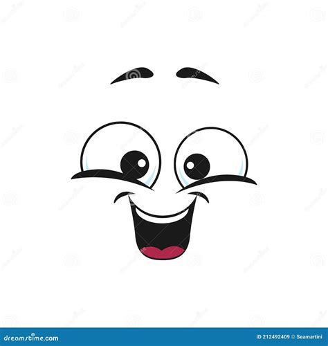 Happy Cartoon Face Isolated Vector Icon Wide Smile Stock Vector ...