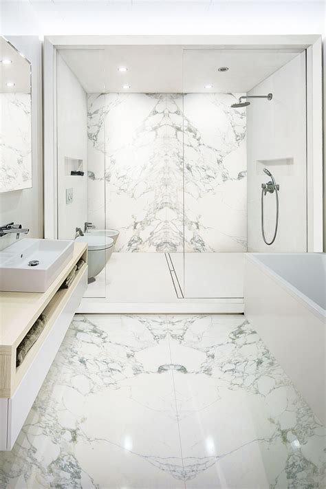 The contemporary bathroom with Stonepeak’s porcelain floor and wall ...