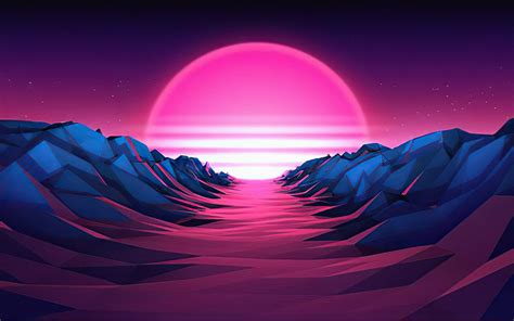 1920x1200 Resolution Purple Sunrise 4K Vaporwave 1200P Wallpaper ...