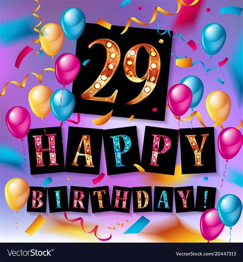 Happy birthday 29 years anniversary Royalty Free Vector