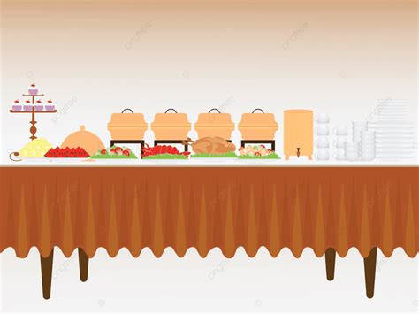 Buffet Table Vector Art PNG, Buffet Table With Many Food, Warmer ...