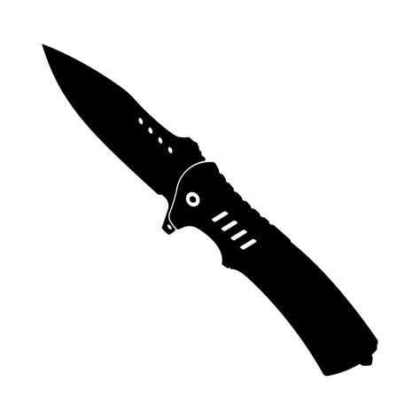 Open Pocket Knife Silhouette, sharp blade Folding knife Illustration ...