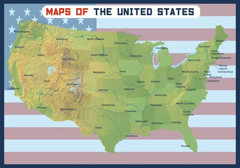 Map Of Usa Rivers And States – Topographic Map of Usa with States