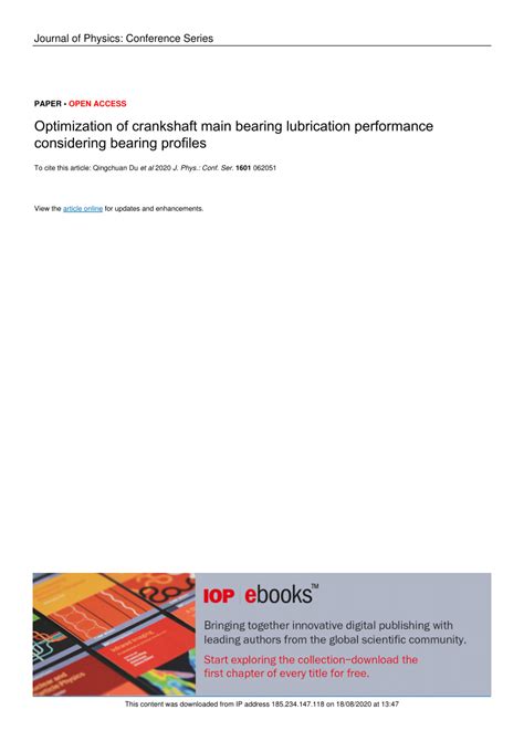 (PDF) Optimization of crankshaft main bearing lubrication performance ...