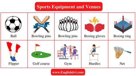 Sports Equipment and Venues in English With Pictures - Englishtivi