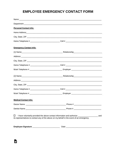 Parent Contact Form Template | PDF Template