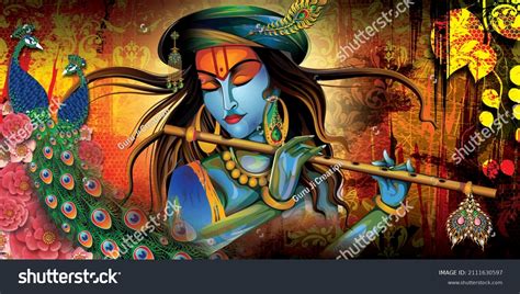 Radha Krishna Art Digital Poster Wall Stock Illustration 2111630597 ...