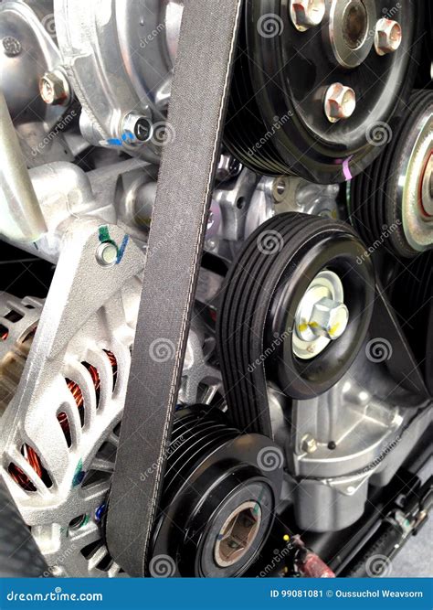 Car Engine Pulley Drive Belt Stock Image - Image of mechanical, engine ...