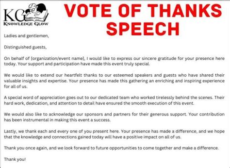 Vote of Thanks Speech in English | Knowledge Glow