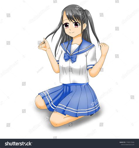 Anime Japanese School Girl Uniform Kawaii Stock Illustration 1749513566 ...