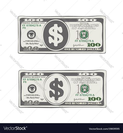 100 dollars in flat cartoon style Royalty Free Vector Image