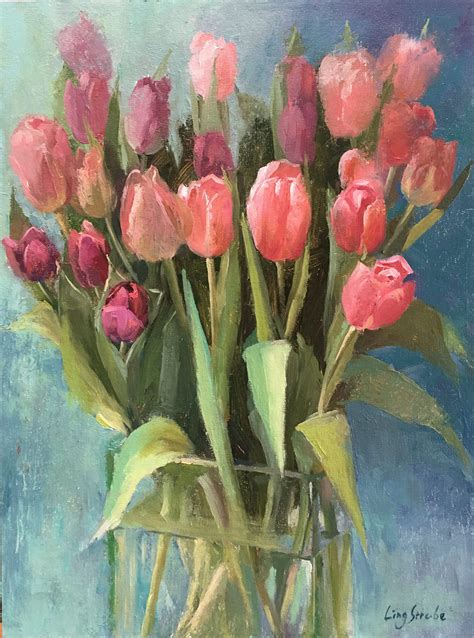 Spring Gift, Original Tulip Oil Painting, Tulip Flower on Canvas, - Etsy