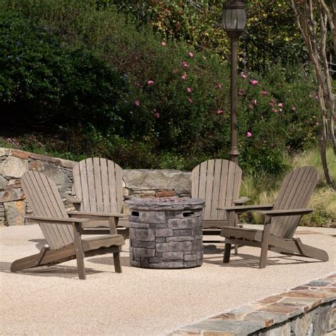 David Outdoor 5 Piece Adirondack Chair Set with Fire Pit Grey, 1 unit ...