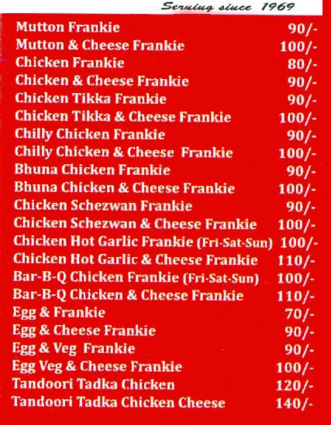 Tibbs Frankie Menu, Menu for Tibbs Frankie, Kandivali East, Western ...