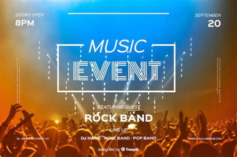 Music event banner template with photo | Premium Vector