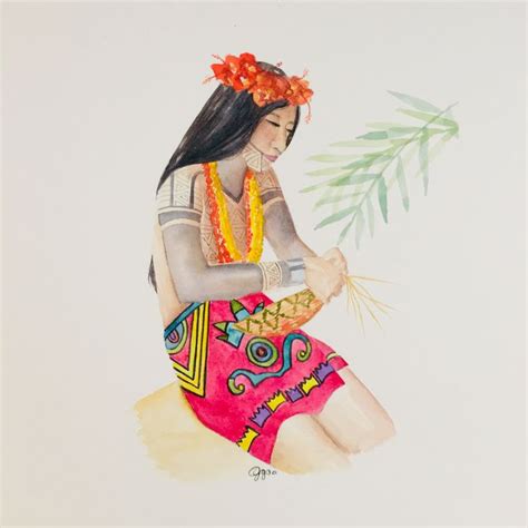 India Emberá Wounaan Panama-Gente Indigena- *Watercolor Art PRINT ...