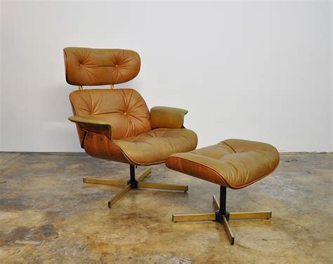 SELECT MODERN: Plycraft Eames Style Leather Lounge Chair & Ottoman