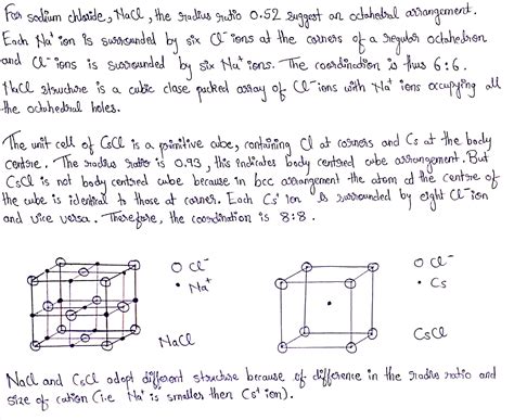 Draw the crystal structures of NaCl and CsCl. What is the coordination ...