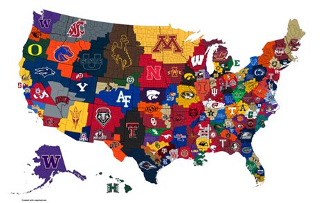 NCAA Football Team Map (Updated 2021) : r/MapPorn