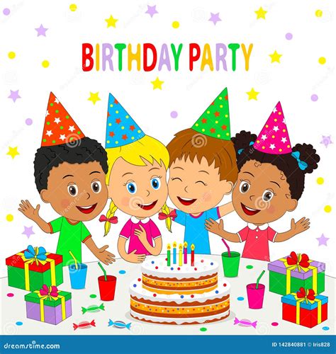 Kids birthday party stock vector. Illustration of hand - 142840881