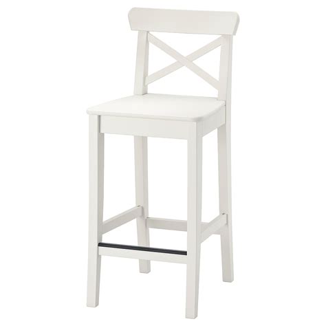 INGOLF bar stool with backrest, white, 63 cm (243/4") - IKEA