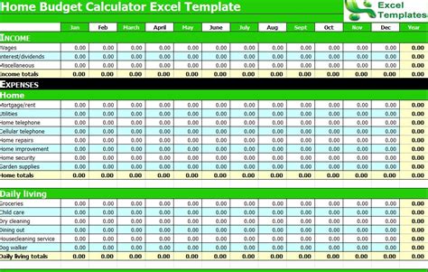 Monthly Budget Planning Spreadsheet Excel Template