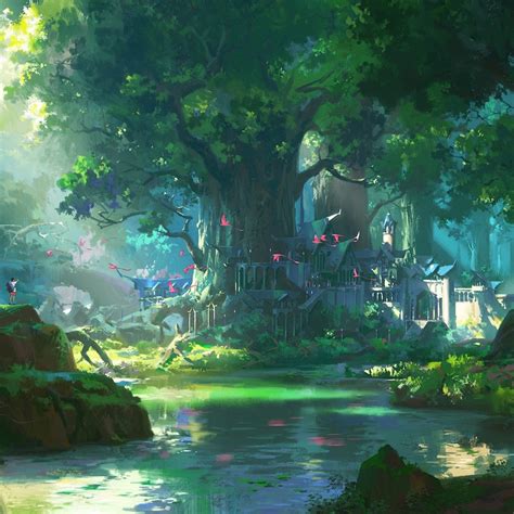 Anime Forest Scenery 4K HD Wallpaper