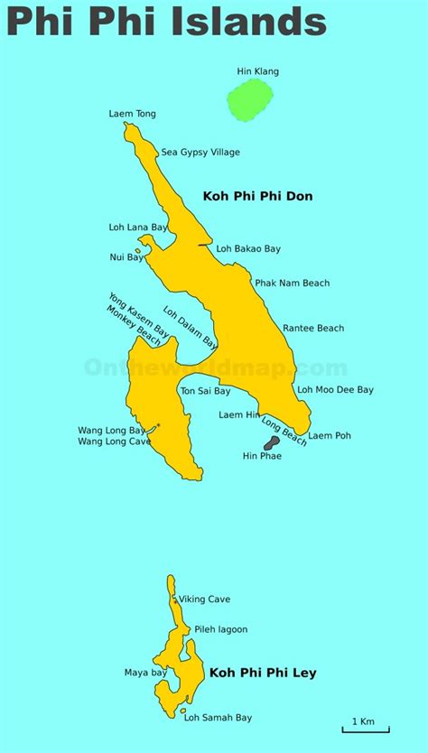 Detailed map of Phi Phi Islands