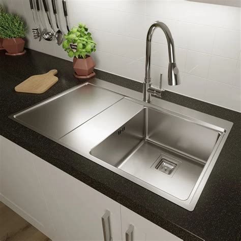 Sauber 1 Bowl Square Inset Stainless Steel Kitchen Sink Left Hand ...