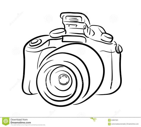 DSLR Camera Line Art Stock Vector - Image: 63807691 | Line art, Line ...