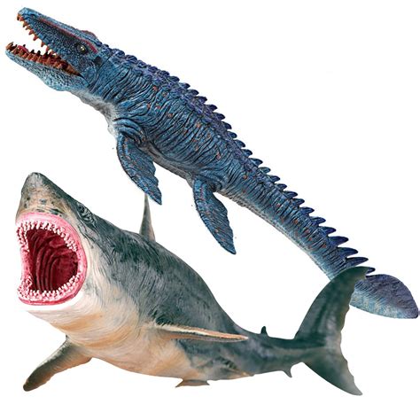 Buy Gemini & Genius Mosasaurus and Megloden Figurine Toy Set, Dinosaurs ...