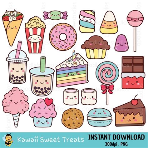 Kawaii Sweet Treats Clipart Sweet Treats Clipart Sweet - Etsy