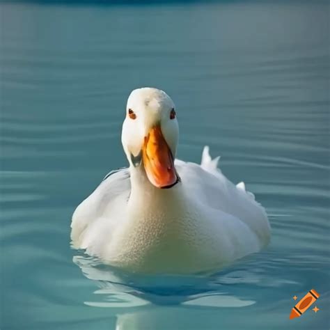 White duck swimming in a pool